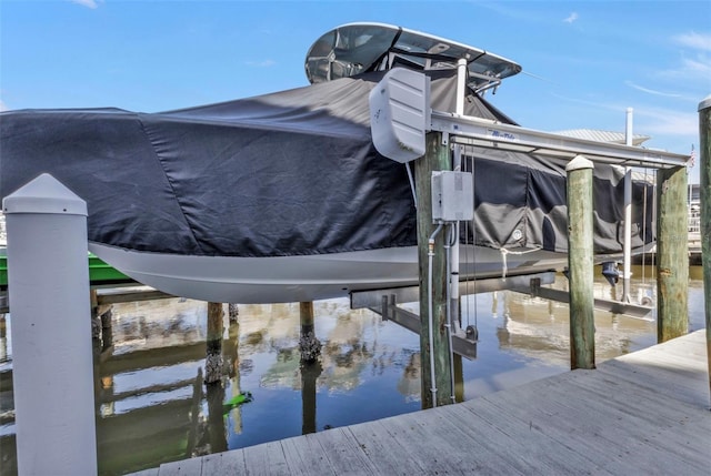 dock area with boat lift