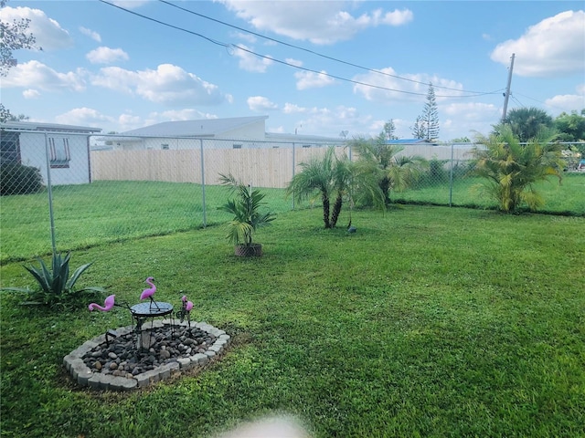 view of yard with a fenced backyard