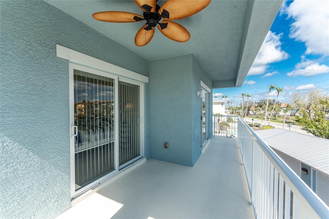 balcony with ceiling fan