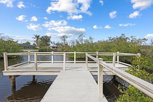 view of dock featuring a water view