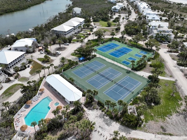 bird's eye view featuring a water view