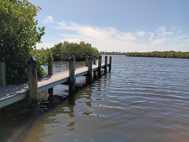 view of dock featuring a water view