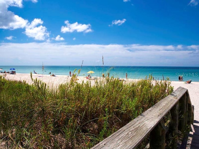 property view of water featuring a view of the beach