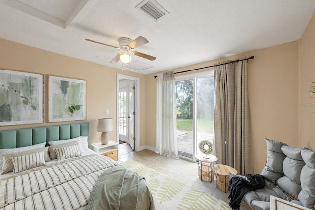 840 E 7th St, Englewood, FL 34223 - bedroom with access to outside, light tile patterned flooring, and ceiling fan