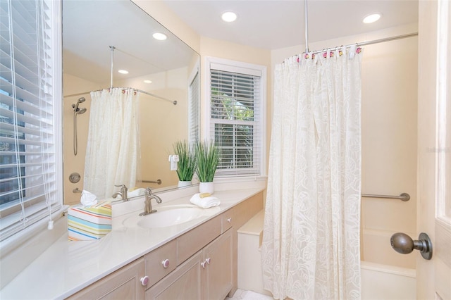 bathroom with vanity and recessed lighting