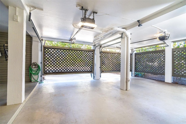 garage with a garage door opener