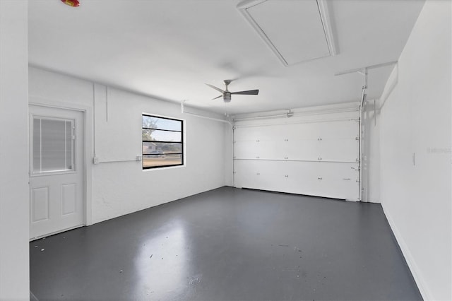 garage featuring ceiling fan