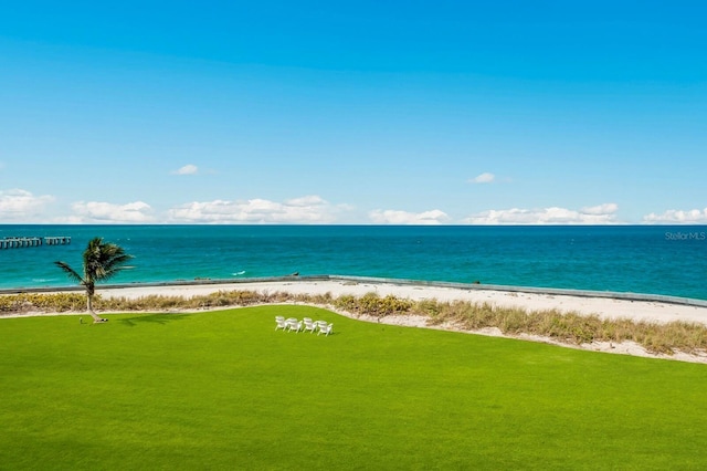 property view of water with a beach view