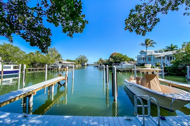 view of dock featuring a water view