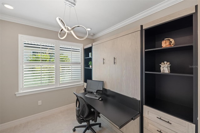 13137 Oriago St, Venice, FL 34293 - office space featuring ornamental molding, baseboards, and an inviting chandelier
