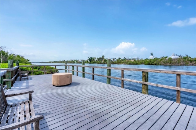 view of dock featuring a water view