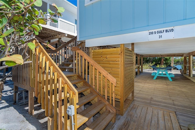 wooden terrace with stairway