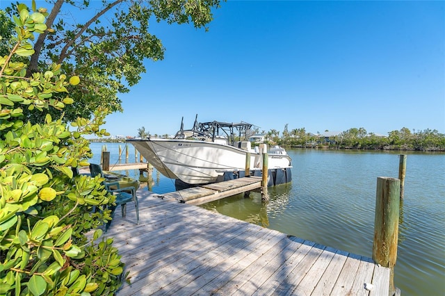 dock area featuring a water view and boat lift