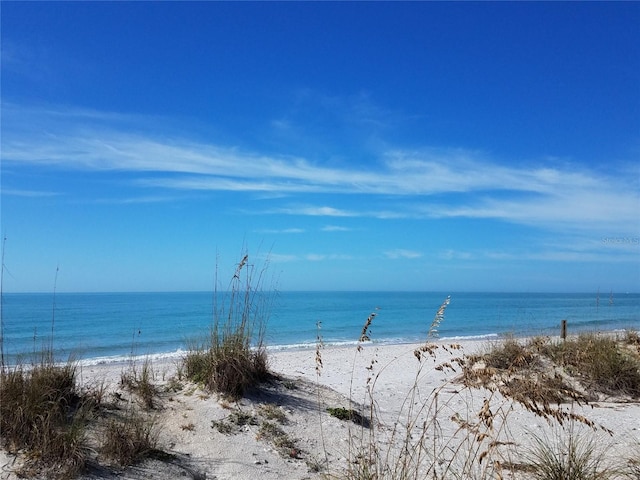 view of water feature featuring a beach view