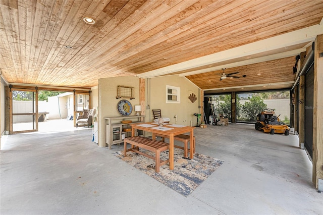 garage featuring wood ceiling