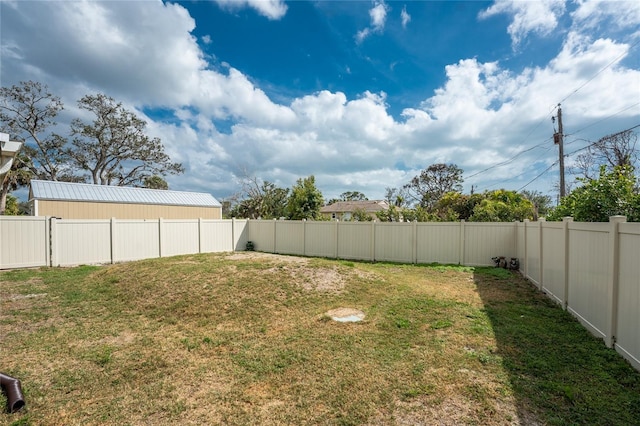 view of yard featuring a fenced backyard