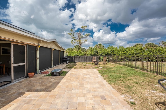 view of yard featuring a fenced backyard and a patio