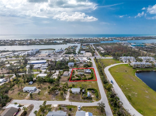 bird's eye view featuring a water view