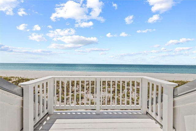 exterior space featuring a beach view