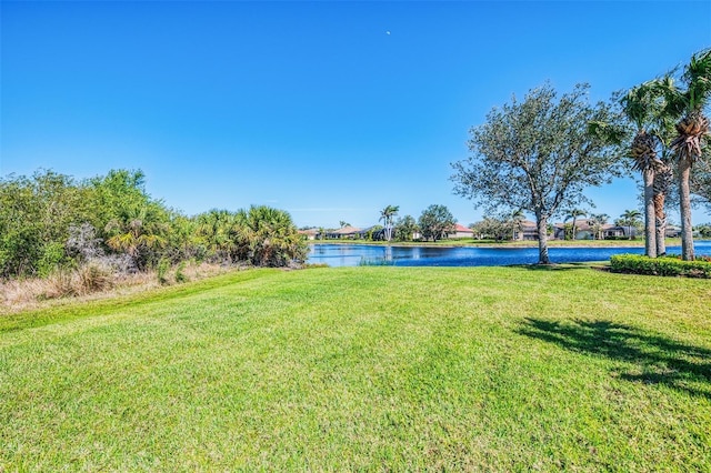 view of yard featuring a water view