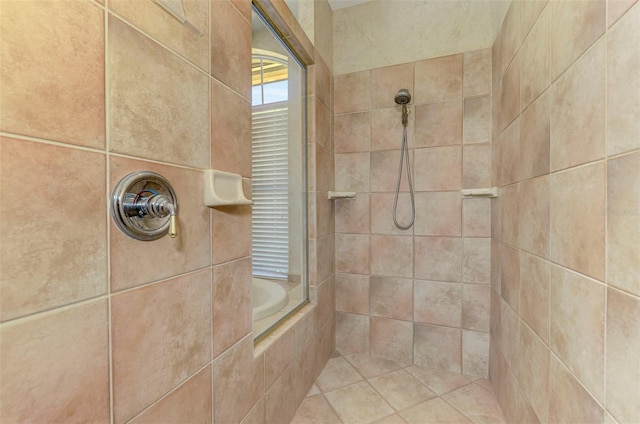 bathroom with tiled bath and tiled shower