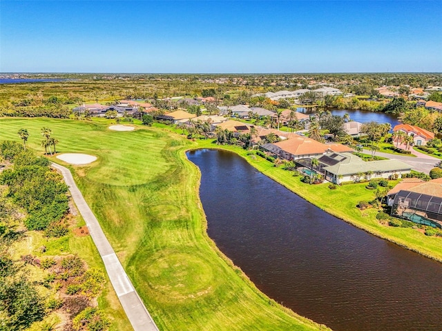 aerial view with a residential view and a water view