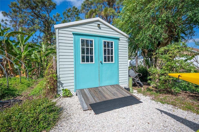 view of shed