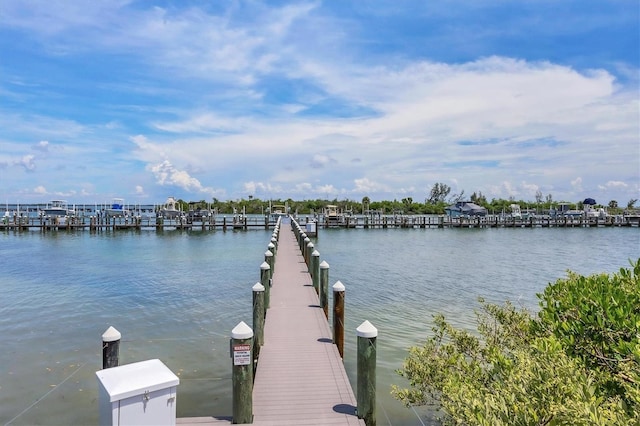 view of dock featuring a water view