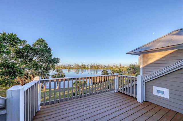 deck with a water view