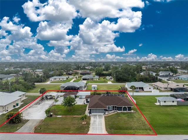 drone / aerial view with a residential view