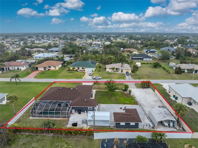 drone / aerial view with a residential view