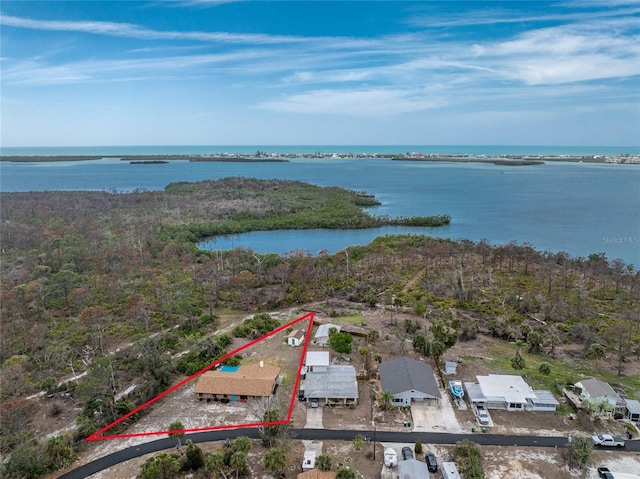 bird's eye view featuring a water view