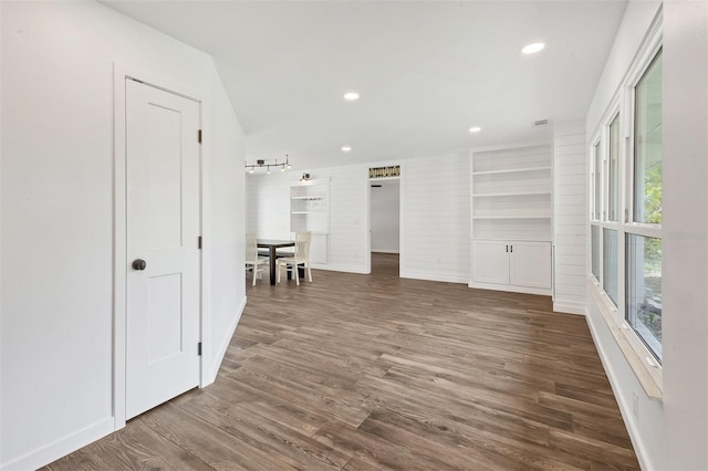 interior space with recessed lighting and wood finished floors