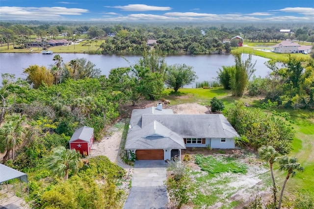 bird's eye view featuring a water view