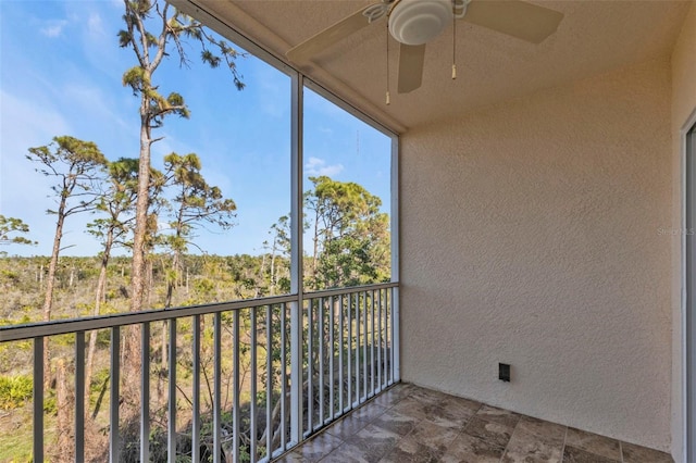 balcony with ceiling fan