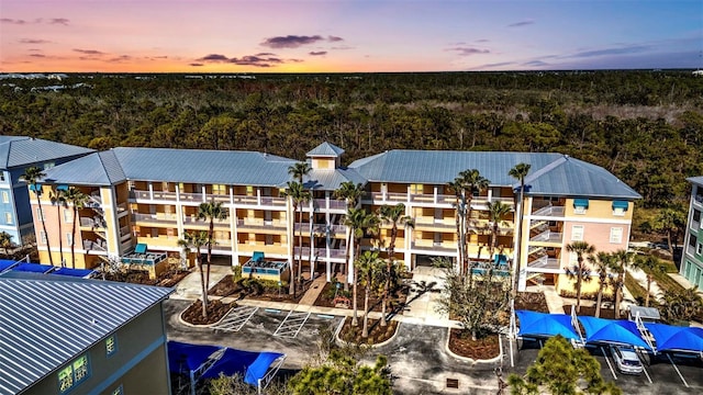 view of property at dusk