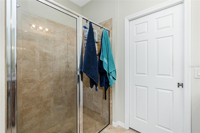 bathroom with a stall shower