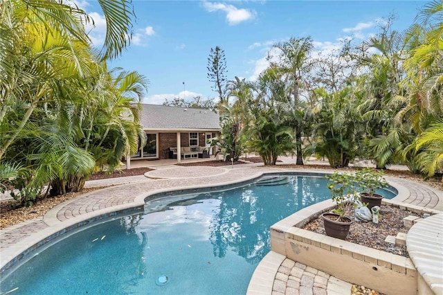 pool with a patio area