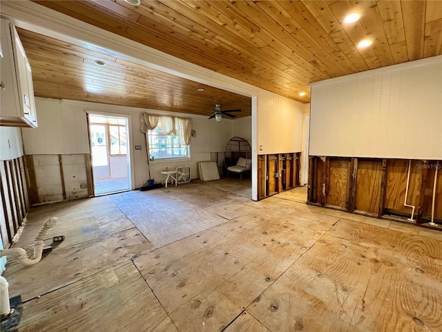 empty room with wood ceiling