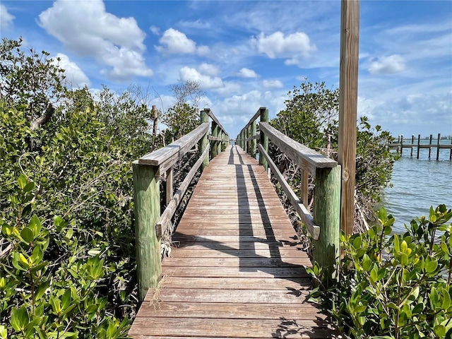 view of dock featuring a water view