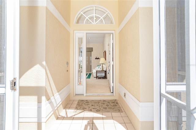 interior space with tile patterned flooring