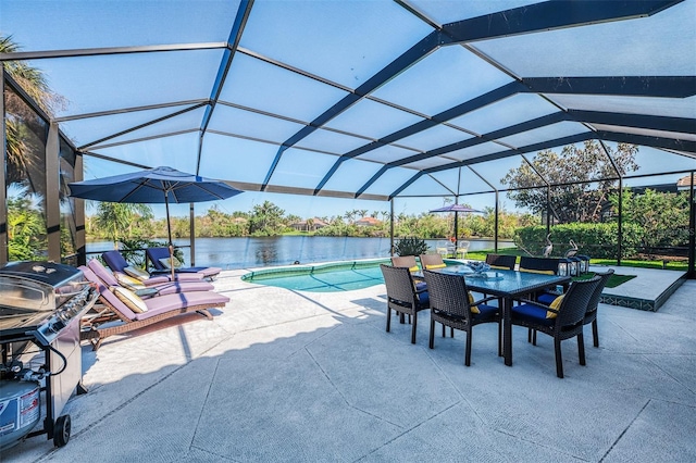 outdoor pool featuring a lanai and a patio area