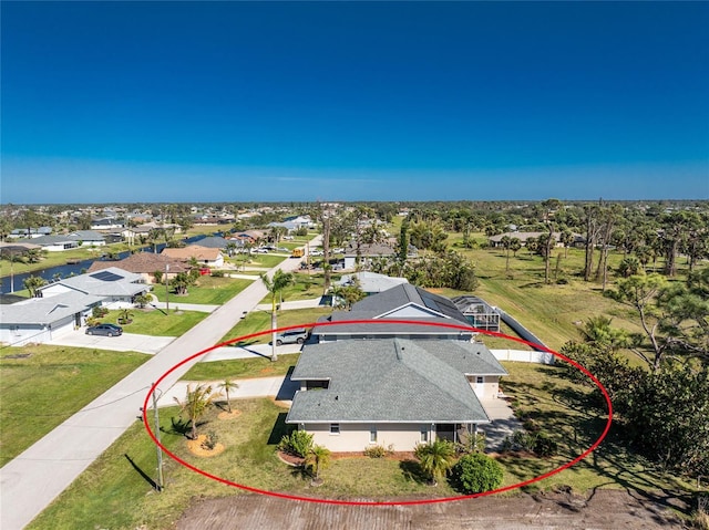 aerial view with a residential view