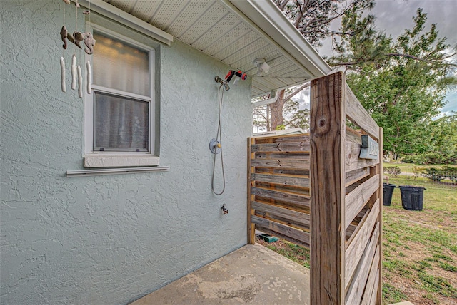 view of home's exterior featuring stucco siding