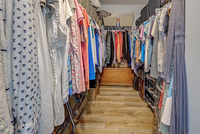 spacious closet with light wood finished floors