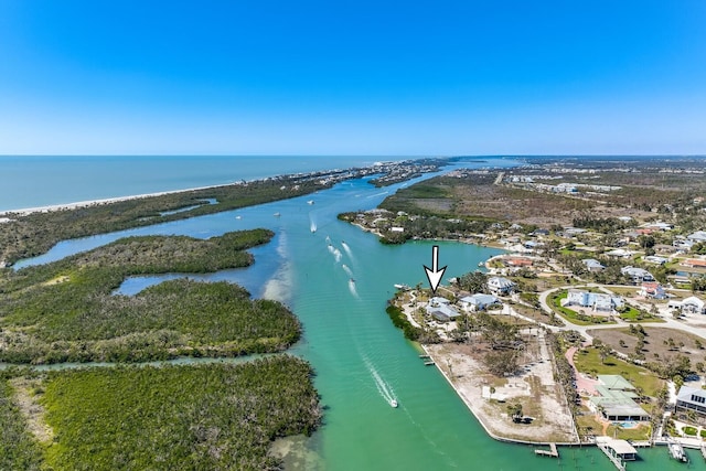 bird's eye view featuring a water view