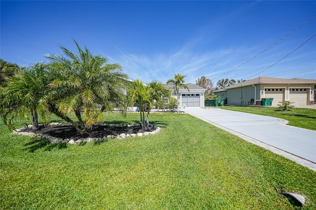 view of front facade with a front yard and driveway