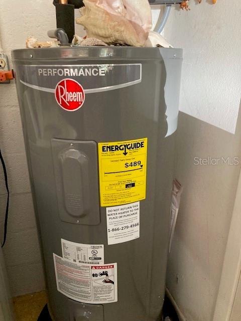 utility room featuring electric water heater