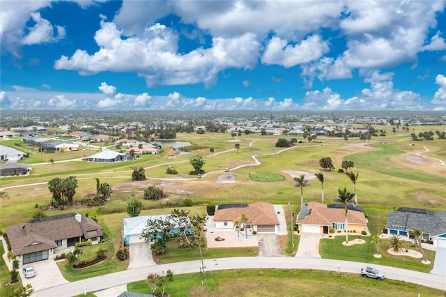 aerial view with a residential view and golf course view