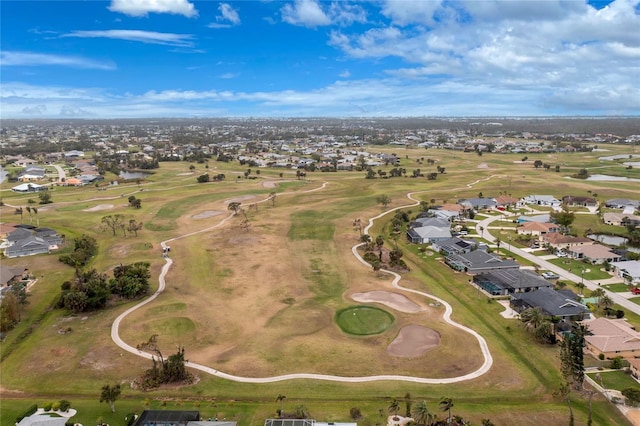 bird's eye view featuring a residential view and golf course view